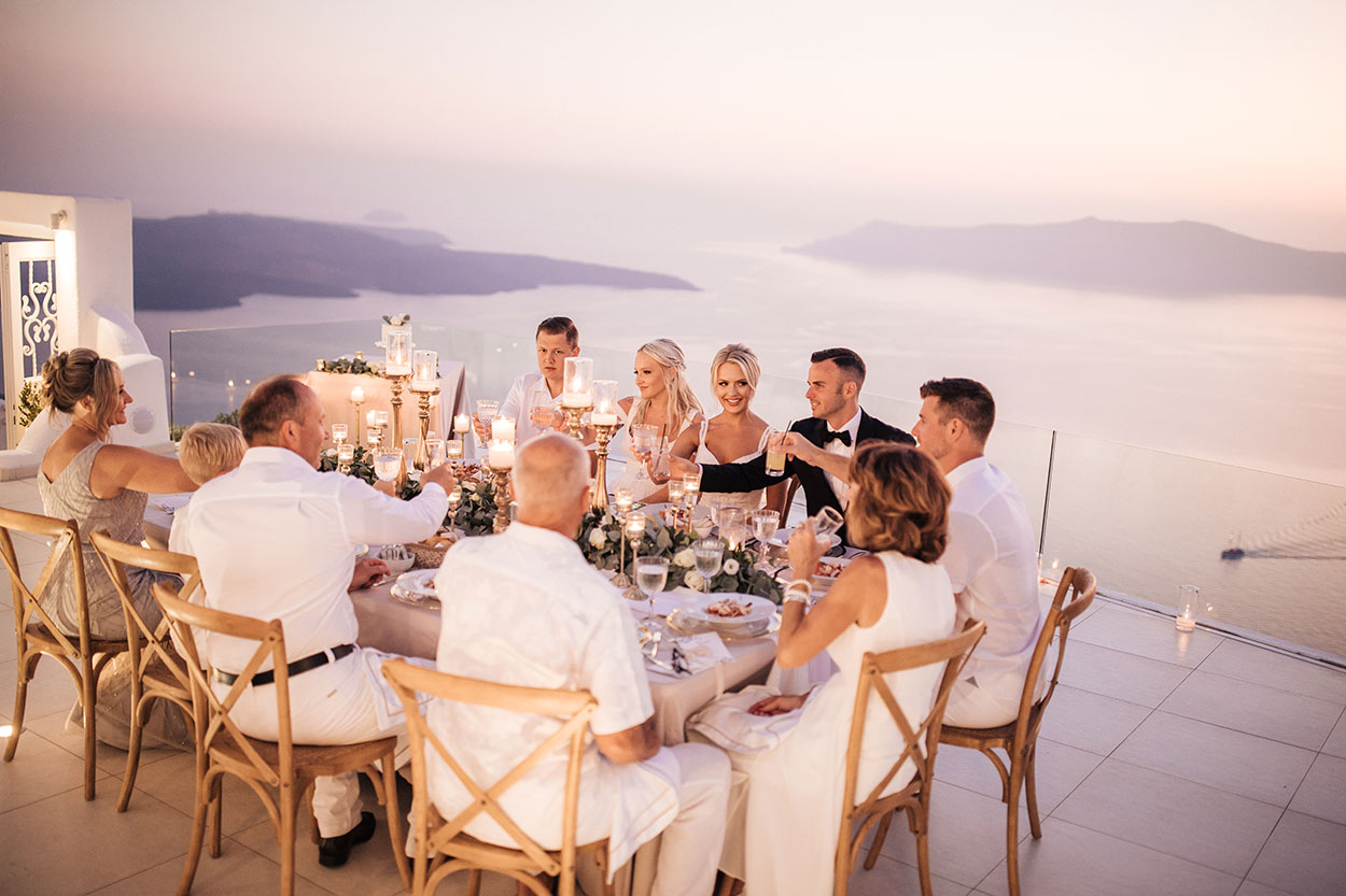 Dana villas Santorini wedding dinner