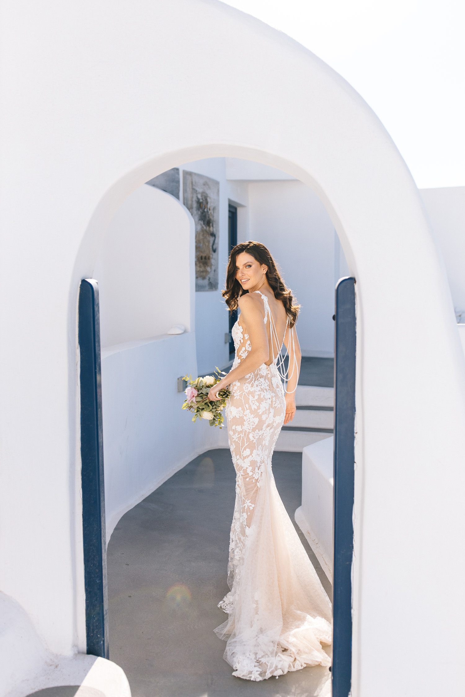 Santorini wedding dress editorial