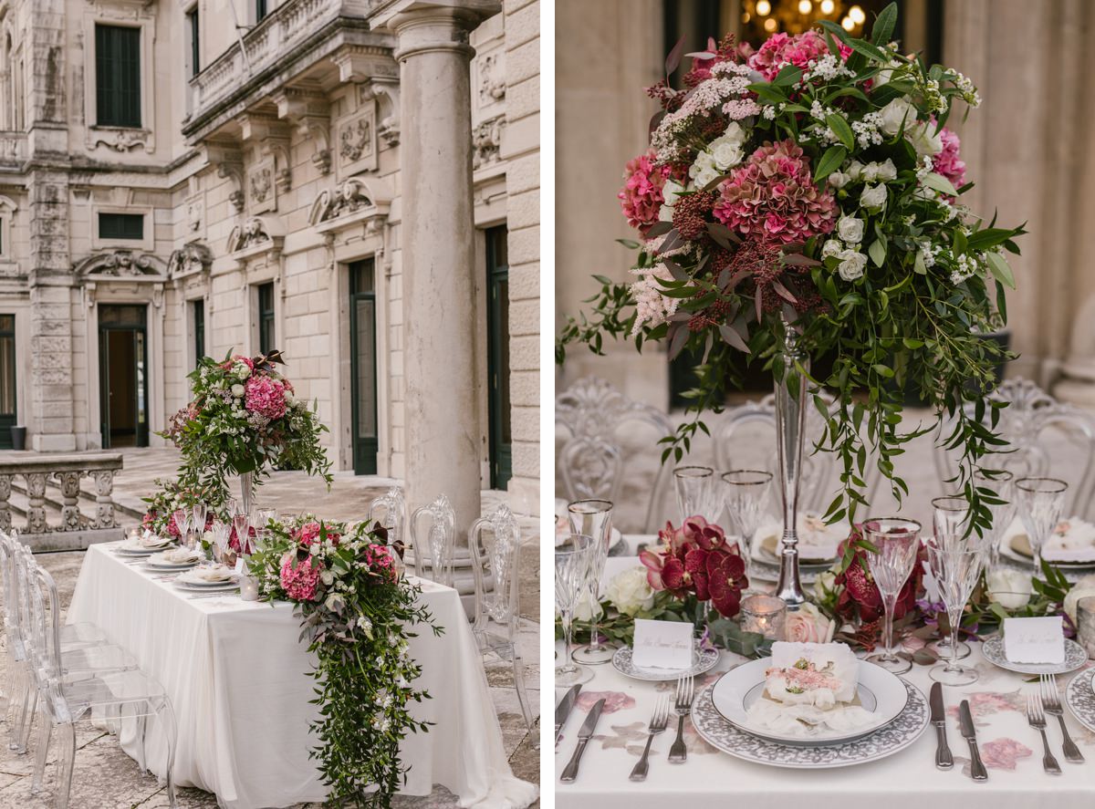 italian villa decoration wedding flowers 