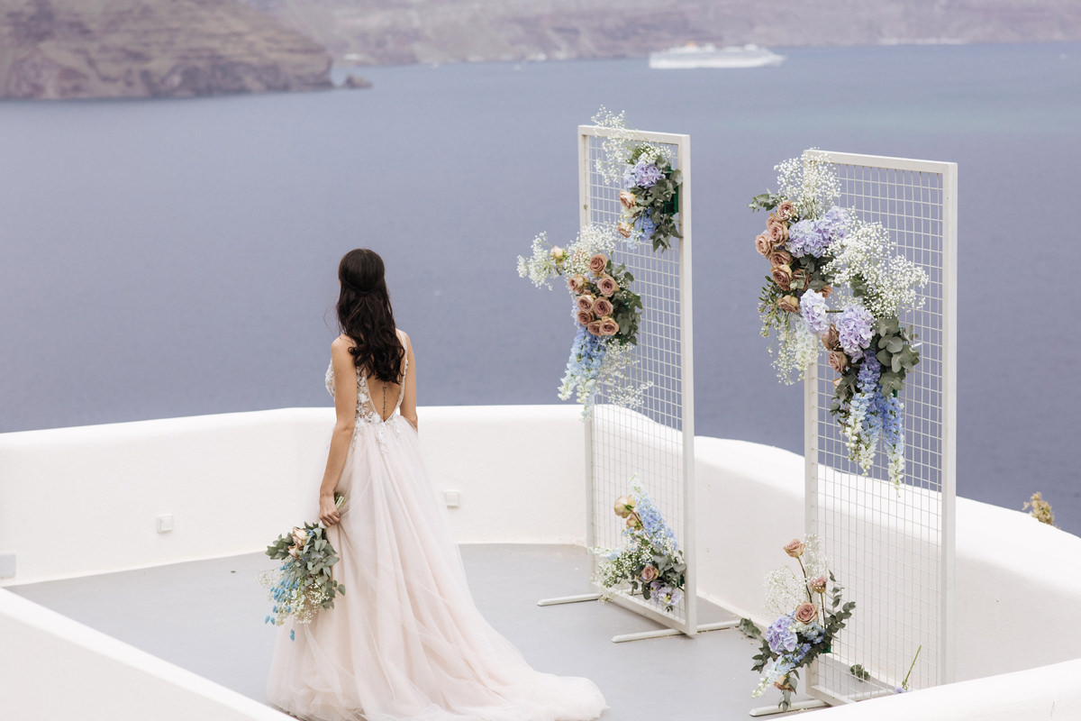 Santorini wedding venues Canaves Oia Panorama balcony